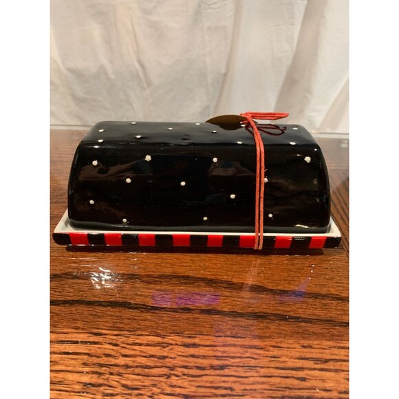 Snowman Polka Dot Butter Dish By DEMDACO NWT - Picture 5 of 7